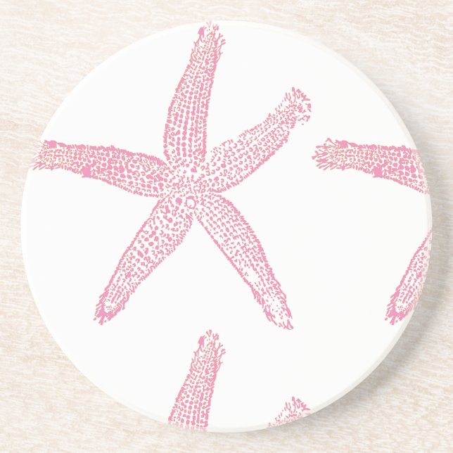 Starfish Nautical Beach Coral Rosa White Girly Underlägg (Framsidan)