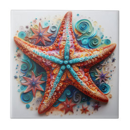 Starfish Nautical Coastal Beach Kakelplatta