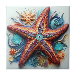 Starfish Nautical Coastal Beach Kakelplatta