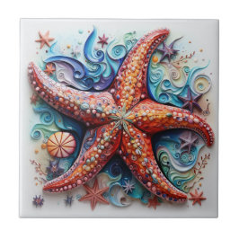 Starfish Nautical Coastal Beach Kakelplatta