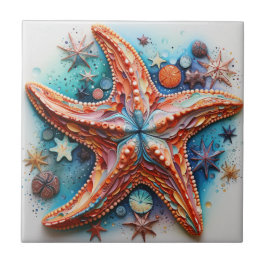Starfish Nautical Coastal Beach Kakelplatta