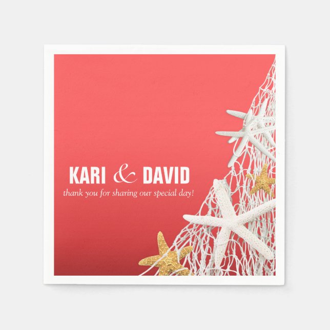 Starfish Netting Beach Cocktail Party | korall Pappersservett (Framsidan)