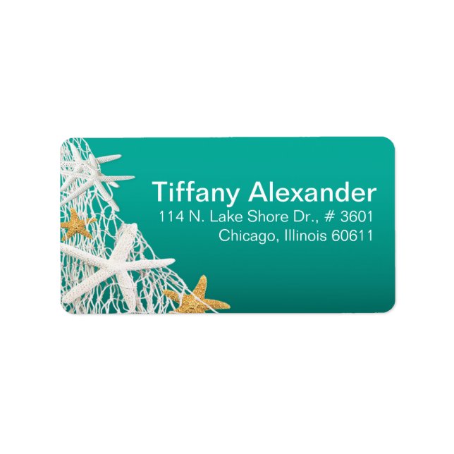 Starfish Netting Beach | Vattenbruk Adressetikett (Framsidan)