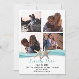 Starfish Ocean Blue Beach Wedding Multi Photo Spara Datumet