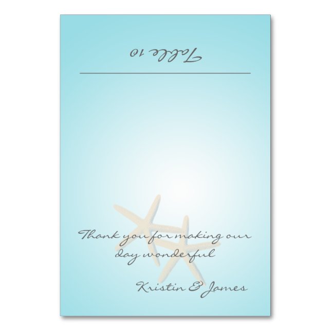 Starfish Ocean Dreams Place Card Bordsnummer (Framsidan)