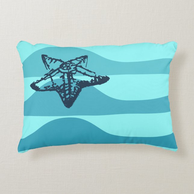 Starfish & Ocean Vågar Lumbar Cushion Prydnadskudde (Framsidan)