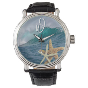 Starfish Ocean Wave Single Initial Wristwatch Armbandsur