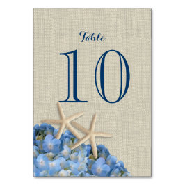 Starfish och Blue Hydrangea Bordsnummer Card