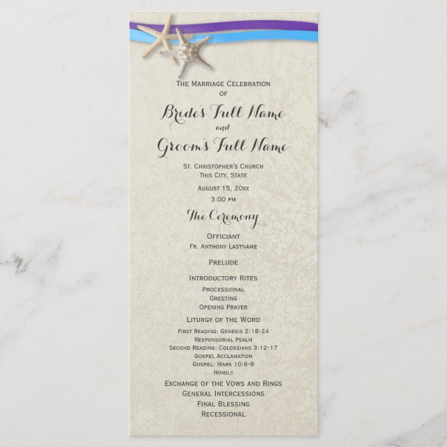 Starfish och Ribbon D Lila and Blue Program (Framsida)