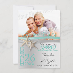 Starfish och Ribbon Save the Date with Photo Spara Datumet
