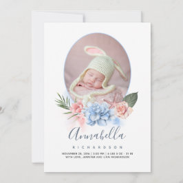 Starfish och Tropical Beach Flora Photo Baby Birth Meddelande