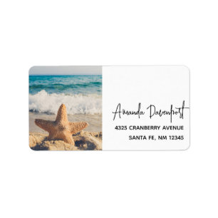 Starfish on a Sandy Beach Photographic Adressetikett