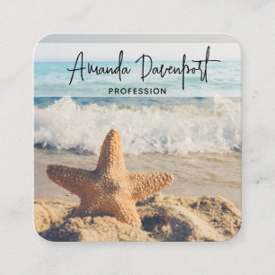 Starfish on a Sandy Beach Photographic Fyrkantigt Visitkort