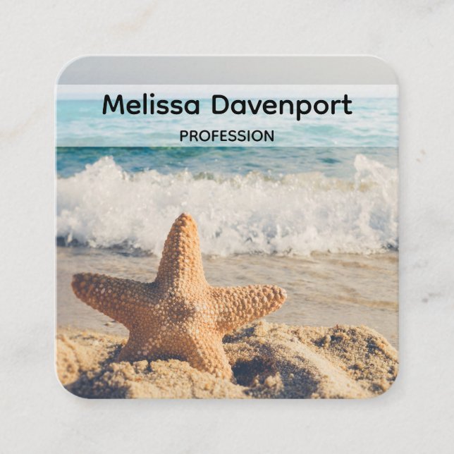 Starfish on a Sandy Beach Photographic Fyrkantigt Visitkort (Framsida)