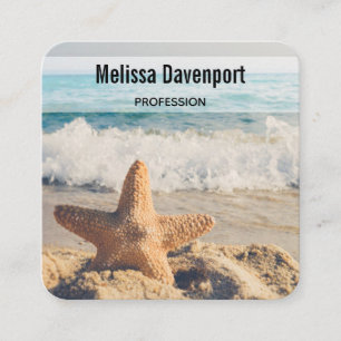 Starfish on a Sandy Beach Photographic Fyrkantigt Visitkort
