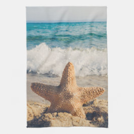 Starfish on a Sandy Beach Photographic Kökshandduk