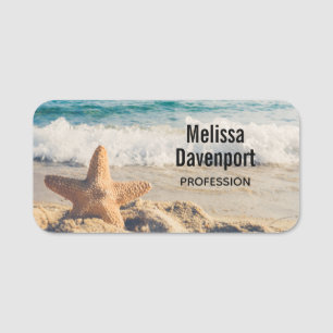 Starfish on a Sandy Beach Photographic Namnbricka