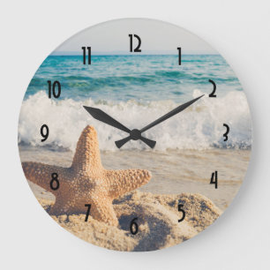 Starfish on a Sandy Beach Photographic Stor Klocka