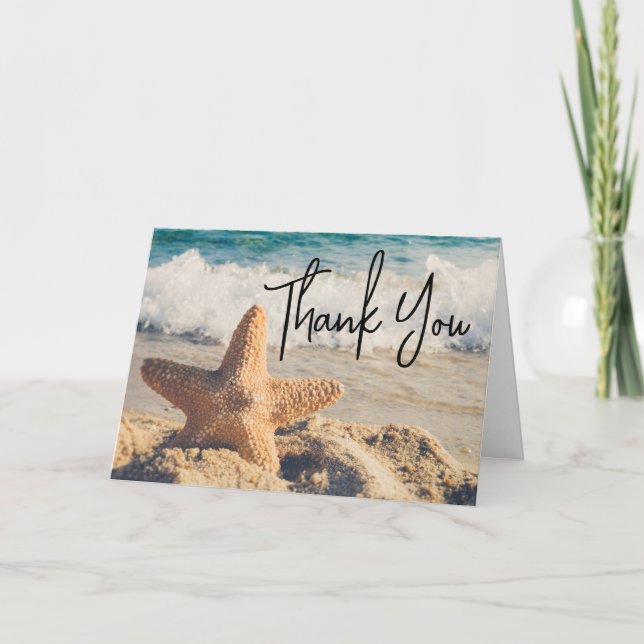 Starfish on a Sandy Beach Photogratograph Tack Kort (Framsida)