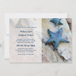 Starfish on Rocky Background Beach Wedding Inbjudningar