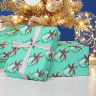 Starfish Ornament Mönster Turquise jul Presentpapper
