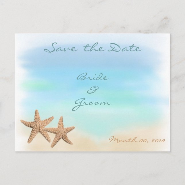 Starfish på Beach Save the Date Postcard Meddelande Vykort (Framsida)