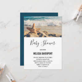 Starfish på en Sandy Beach Photograph Baby Shower Inbjudningar