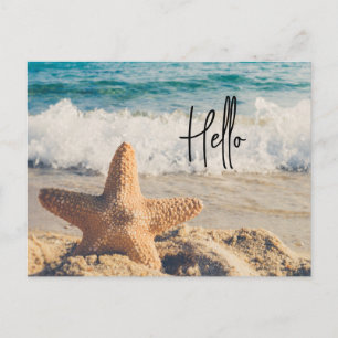 Starfish på en Sandy Beach Photograph Hej Helg Vykort