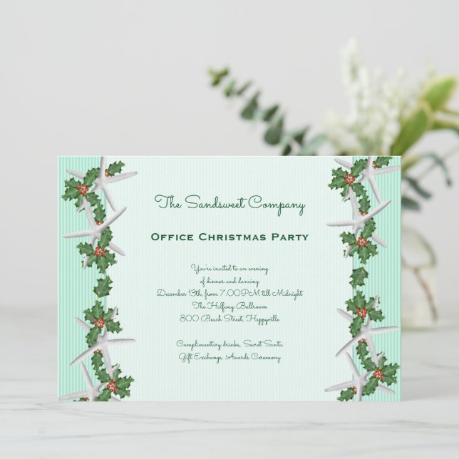 Starfish på Holly Gräns Office jul Party Inbjudningar (Stående Fram)