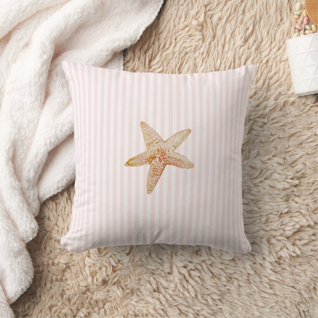 Starfish Painting Rosa Rand Ocean Beach House Kudde (Filt)