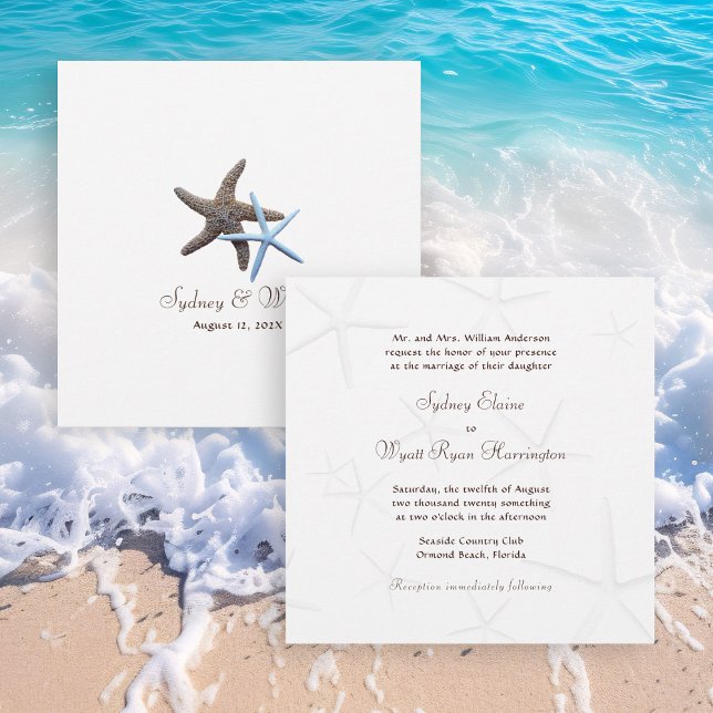 Starfish par Brides föräldrar Namn Bröllop Inbjudningar (Skapare uppladdad)
