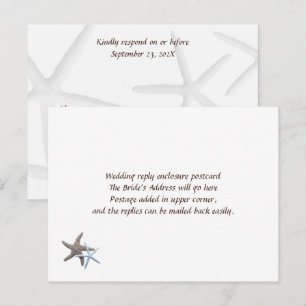 Starfish par Easy Bröllop Reply Postcards Inbjudan Vykort