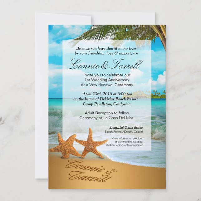 Starfish par Faux Vellum Beach Wedding Inbjudningar (Framsida)