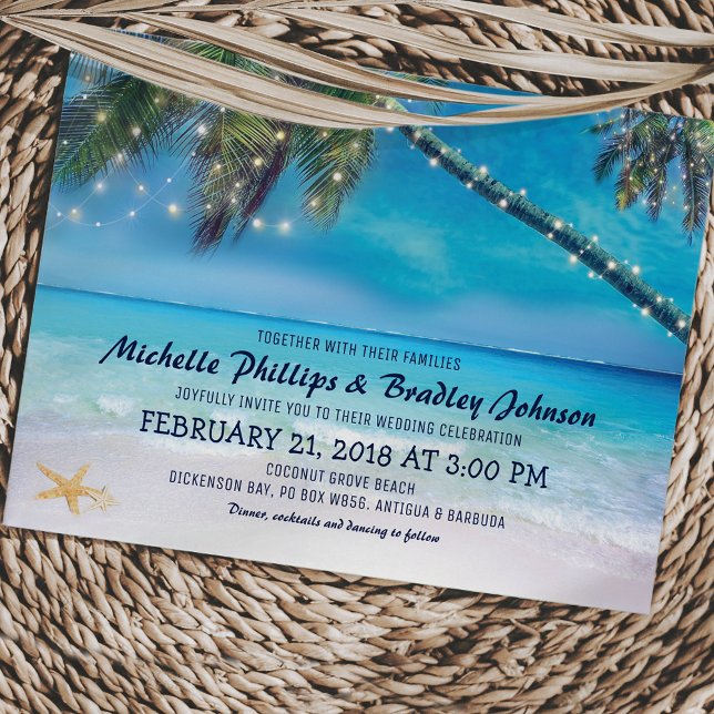 Starfish par Ljus Beach Destination Wedding Inbjudningar (Skapare uppladdad)