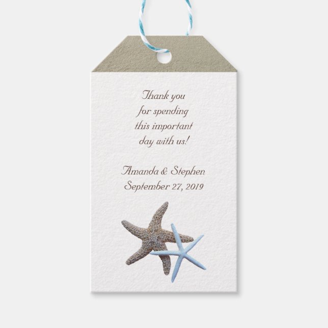 Starfish par Tack Wedding Favor Presentetikett (Framsidan)