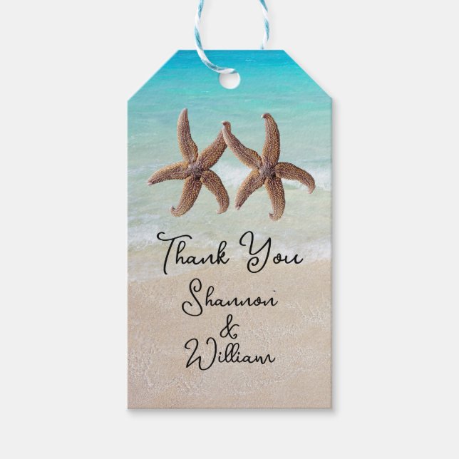 Starfish par Tropical Bröllop Tack Presentetikett (Framsidan)