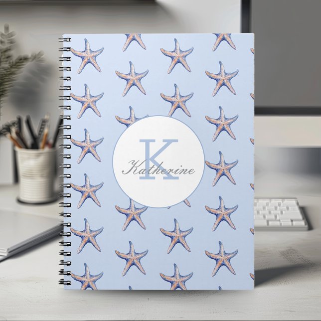 Starfish Pattern Beach Marine Custom Name  Anteckningsbok (Skapare uppladdad)