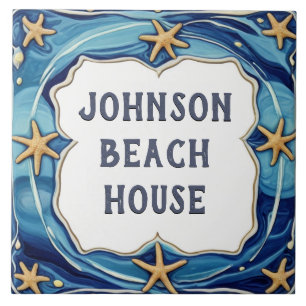 Starfish Personlig Beach House Namn Plate Sign Kakelplatta
