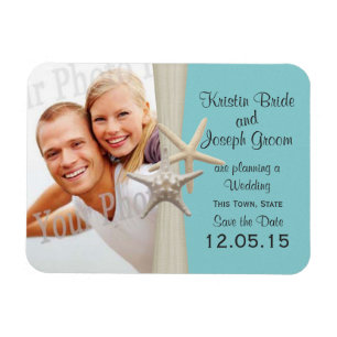 Starfish Rustic Aqua Blue Spara datumfoto Magnet