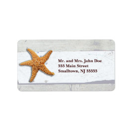 Starfish Rustic Beach Board Nautical Adressetikett