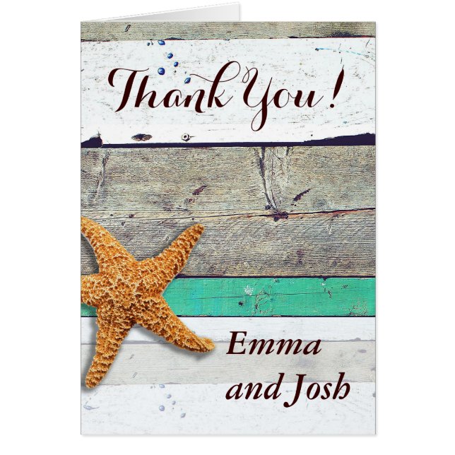 Starfish Rustic Beach Board Nautical OBS Kort (Framsidan)