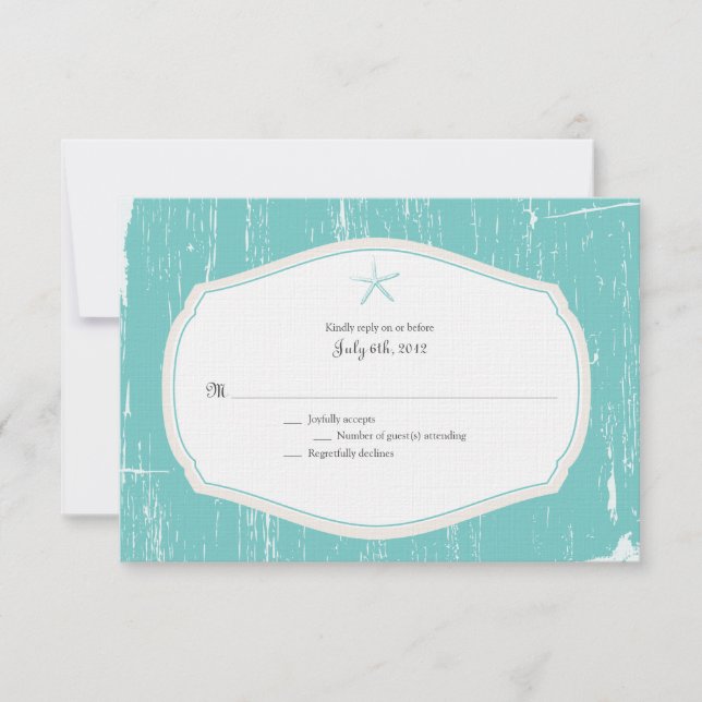 Starfish Rustic Beach Wedding OSA Kort (Framsida)