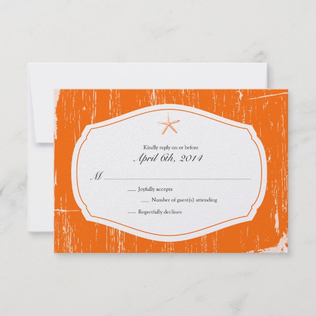 Starfish Rustic Beach Wedding OSA Kort (Framsida)