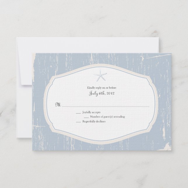 Starfish Rustic Beach Wedding OSA Kort (Framsida)