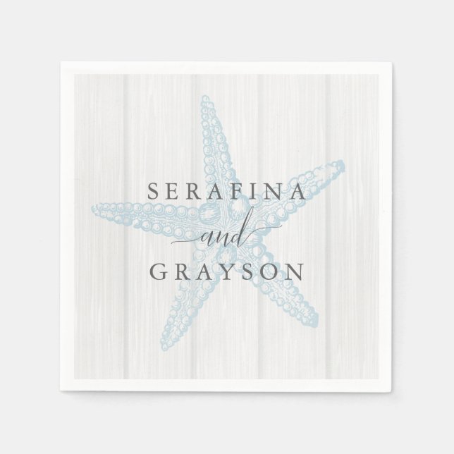 Starfish Rustic Beach Wedding Pappersservett (Framsidan)