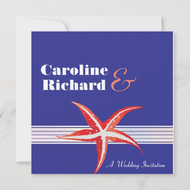 Starfish - Sailor Wedding bjudning Inbjudningar (Framsida)