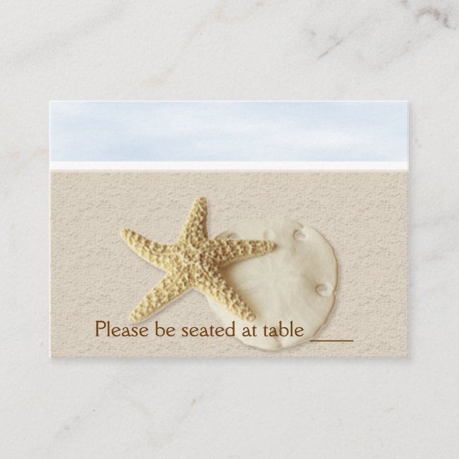 Starfish & Sand Dollar Escort Card Placeringskort (Framsida)