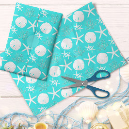 Starfish Sand Dollar jul Beach Aqua Blue