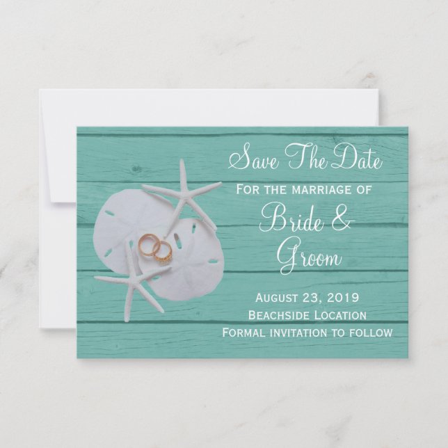 Starfish Sand Dollar Save Date Bröllop Spara Datumet (Framsida)