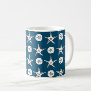 Starfish Sand Dollar Sketch Mönster Coffee Mugg